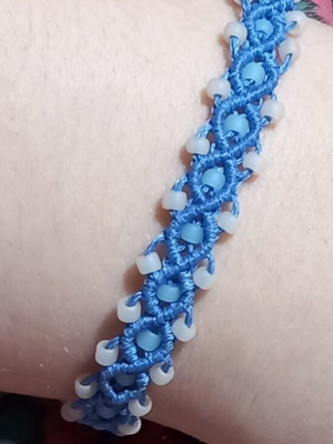 Macrame βραχιόλι με χάντρες σπόρους μπλε τιρκουάζ καινούργιο