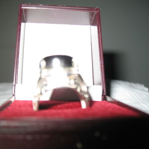 Men's ring with large hematite stone, stainless steel, new
