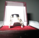 Men's ring with large hematite stone, stainless steel, new