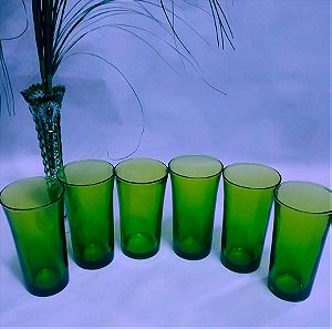 Ποτήρια νερού 6 τμ. 280 ml. Duralex green/lime France 70'-79'.