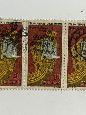 Vintage Denmark stamps used, set of 3, 1970 Kgl Majestæts Modelkammer