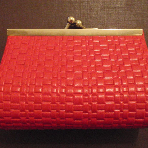 Small red wallet with gold clasp used