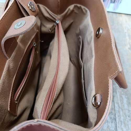 Laura Ashley handheld bag like new, camel color, saffiano look