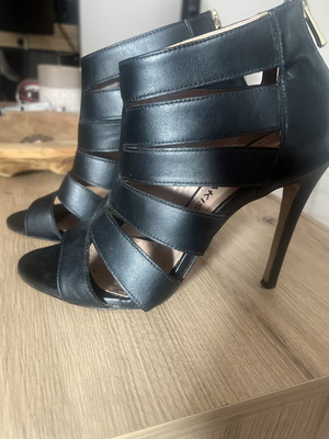 Chaniotakis leather sandals size 38, black, high heel