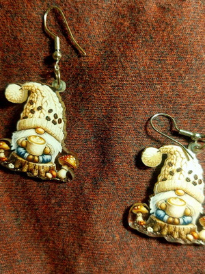 Gnome earrings with mushrooms like new, cozy cottagecore style