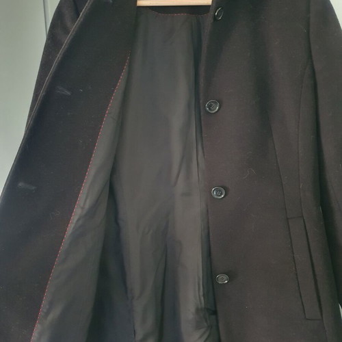 Hugo Boss fitted virgin wool cashmere coat black used, size S