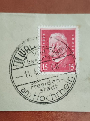 Γερμανία 1931 Απόκομμα με ειδική κυκλική σφραγίδα Βάλντσχουτ