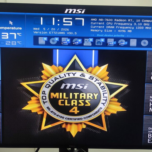 Pc FM2+ set MSI A88XM E35 A8 7600 4GB RAM 450W PSU CPU cooler like new