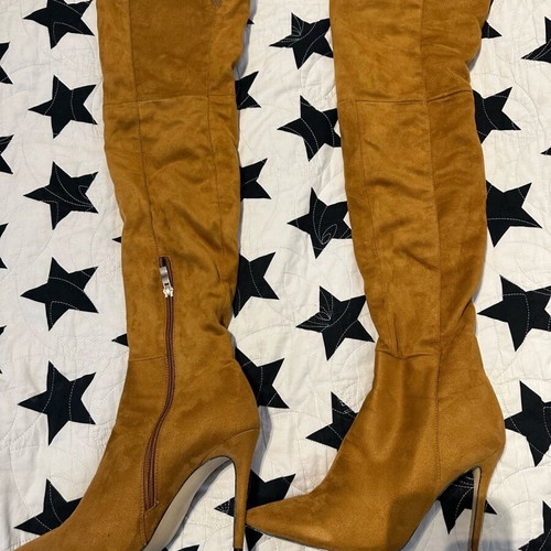 High boots over the knee like new, orange, size 39
