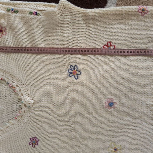 Women's handmade knitted vest with flowers new, size XL/XXL