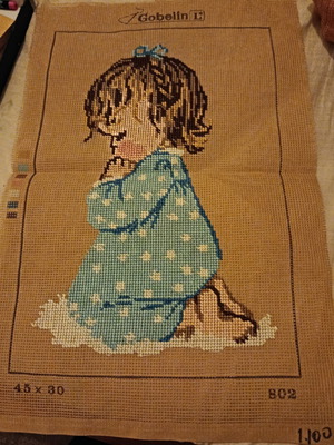 Embroidery with child design, half completed
