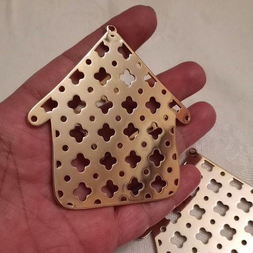 Metallic gold large house charms 3 pcs for good luck, like new