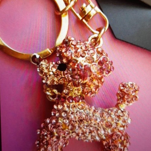 Key holder pink multicolor, new, 5x4.5 cm poodle figure