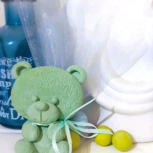 Handmade bomboniera with ceramic teddy bear magnet new, in veraman color