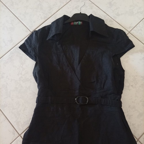 Black midi linen dress like new, very elegant