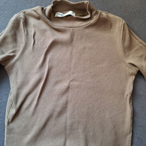 Rib Cotton Blouse Pull&Bear brown like new size S