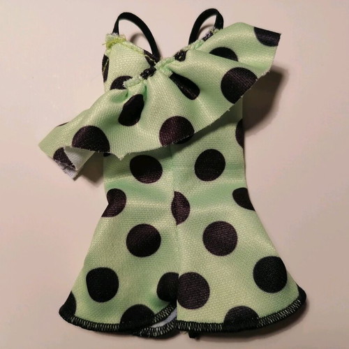 Barbie jumpsuit new, green polka dot with ruffle