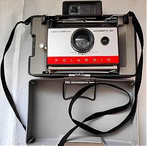 Φωτογραφική μηχανή αυτόματης εκτύπωσης φωτογραφιών Polaroid 104 με θήκη μεταφοράς και φλας (Vintage camera)