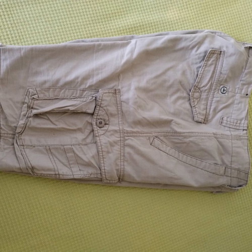 Cargo shorts men's used, size 34, beige, 100% cotton