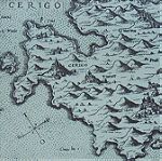  Χάρτης των Κυθήρων (CERIGO-Τσιρίγο), ανατύπωση αναγεννησιακού πρωτότυπου.