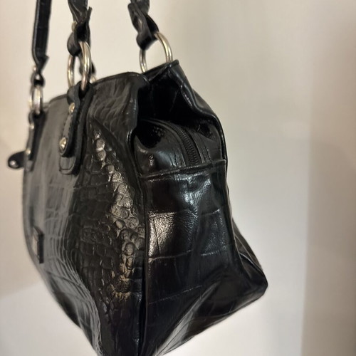 Efstathopoulos Black Genuine Leather Shoulder Bag preloved condition