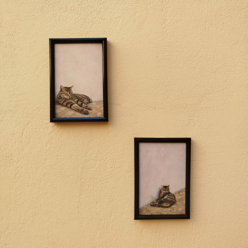 Set of 2 Tiger Cat Prints 10x15 with Black Frame