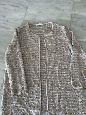 Amina Rubinacci Italy cardigan like new, beige and white with rhinestones