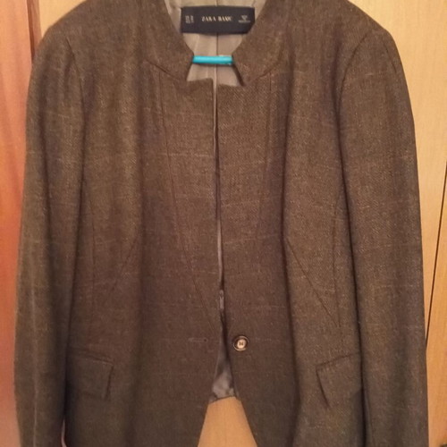 Zara short jacket without lapel new, brown, XL