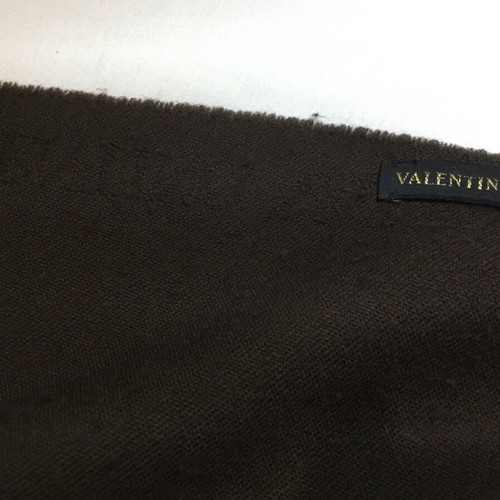 Valentino scarf used, 100% wool, dark brown with embossed logo