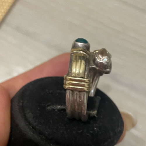 Silver gold ring 925 750 used, size 56
