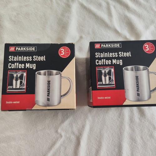 Parkside stainless steel mugs new, set of 2
