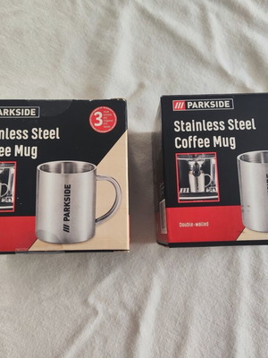 Parkside stainless steel mugs new, set of 2
