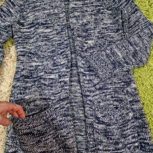 Papaya UK midaxi cardigan used, size M, blue and white