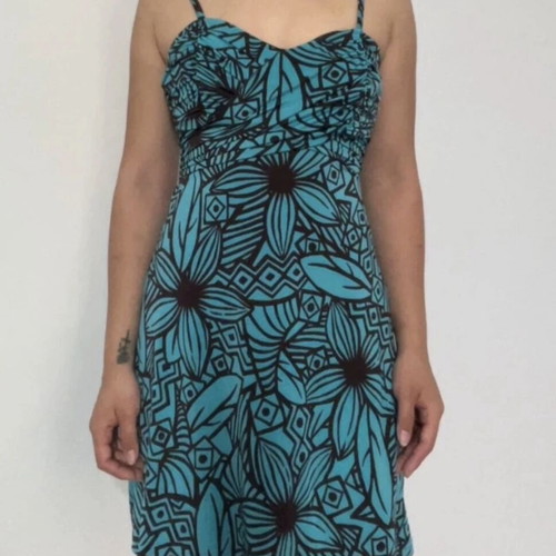 Y2K Xanaka Cyan Summer Dress used, size S-M, swimwear material
