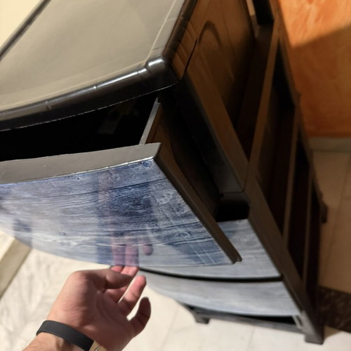 Συρταριέρα 3 συρταριών με σχέδιο ξύλου, μπλε