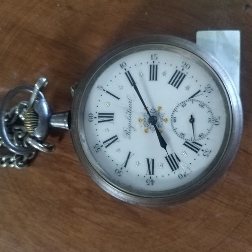 Regulator pocket watch silver like new, men's