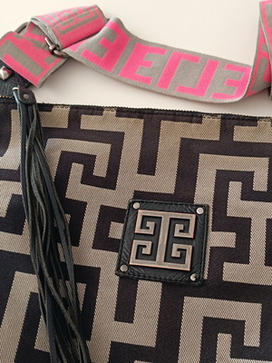 EL Bags Tsantilis Nefeli Medium crossbody bag like new, black and beige