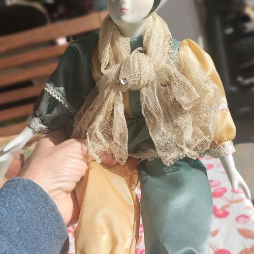 Vintage porcelain Harlequin doll used