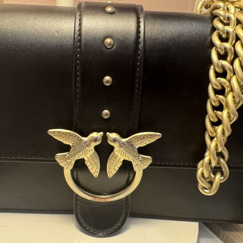 Pinko black leather shoulder bag
