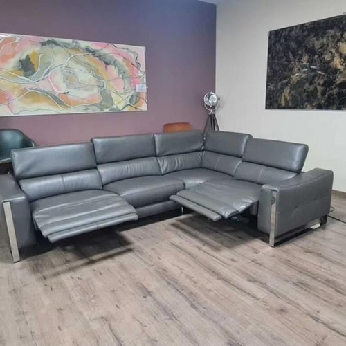 Torres designer gray corner sofa with electric relax mechanism new