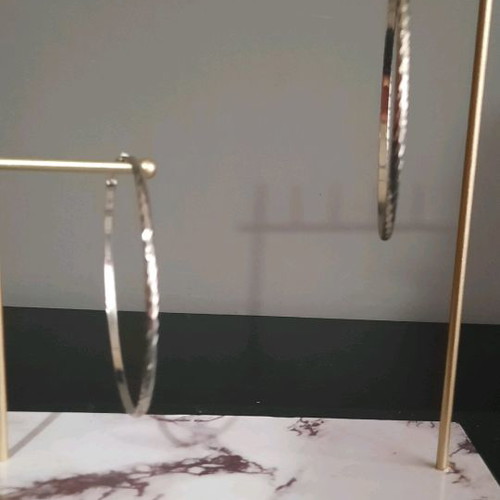 Silver Steel Hoop Earrings used, large size