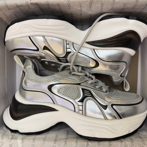 Renato Garini Women's Chunky Sneakers Silver New