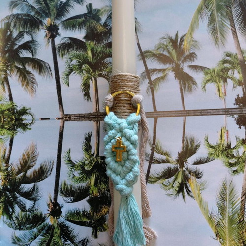 Handmade candle with macrame keychain new