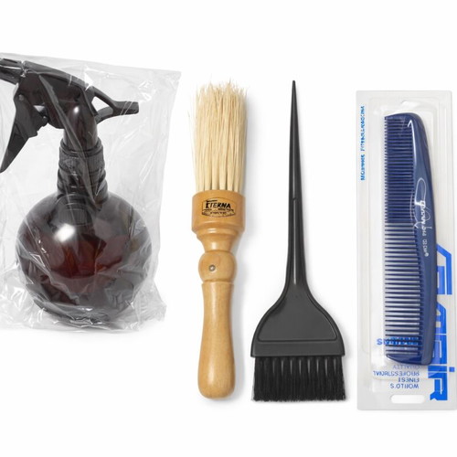 Professional hairdressing kit new with spray bottle, brushes, and comb