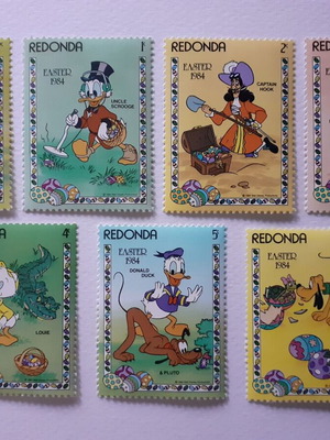 Redonda Walt Disney Easter 1984 Stamps Set 7 Mint