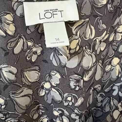 Floral sleeveless blouse like new, size 14 fits 12, white and gray