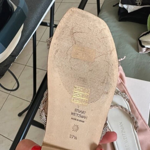 Stuart Weitzman white slippers like new, size 37.5