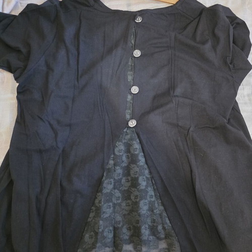 Renta summer blouse 3XL black, new with lace and back buttons