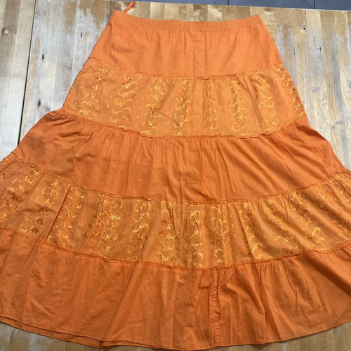 Long summer skirt orange 100% cotton made in India