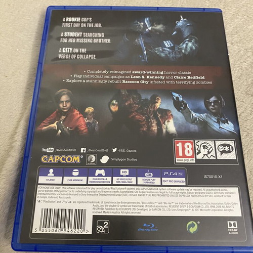 Resident Evil 2 Remake PS4 game used, very good condition